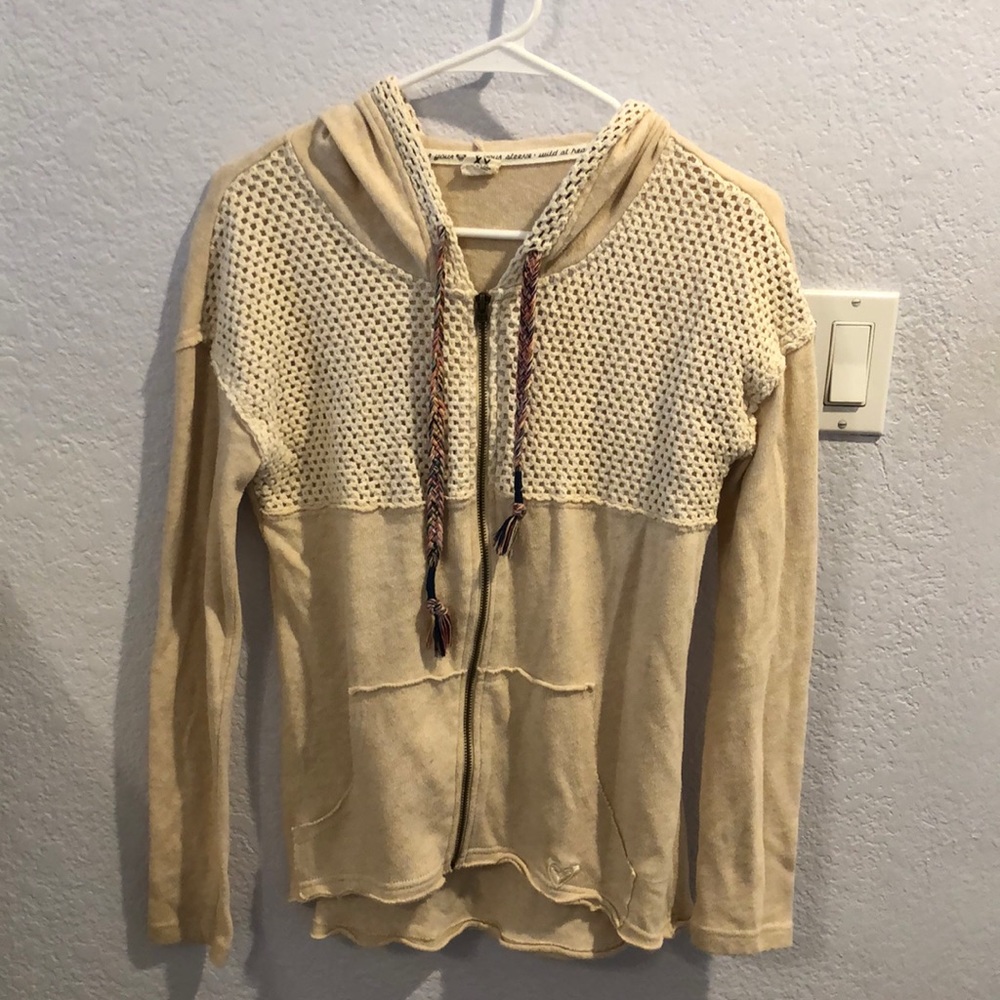 Roxy beige zip up hoodie